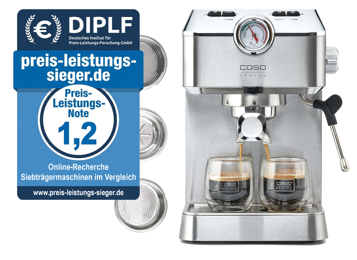 preis leistungs sieger siebtraegermaschinen caso espresso gourmet