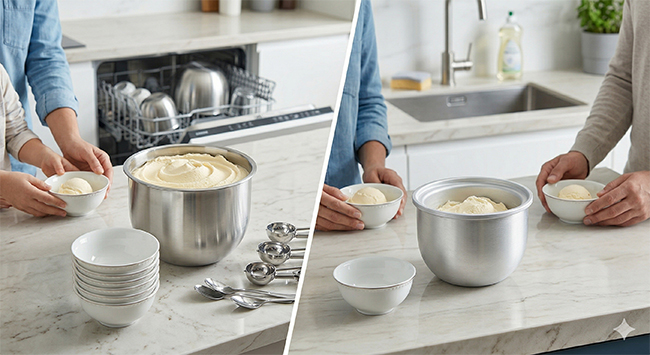 Edelstahl vs Aluminium Eismaschinen Behälter