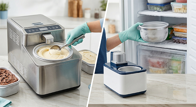 Eismaschine mit Kompressor vs Kühlakku Vergleich