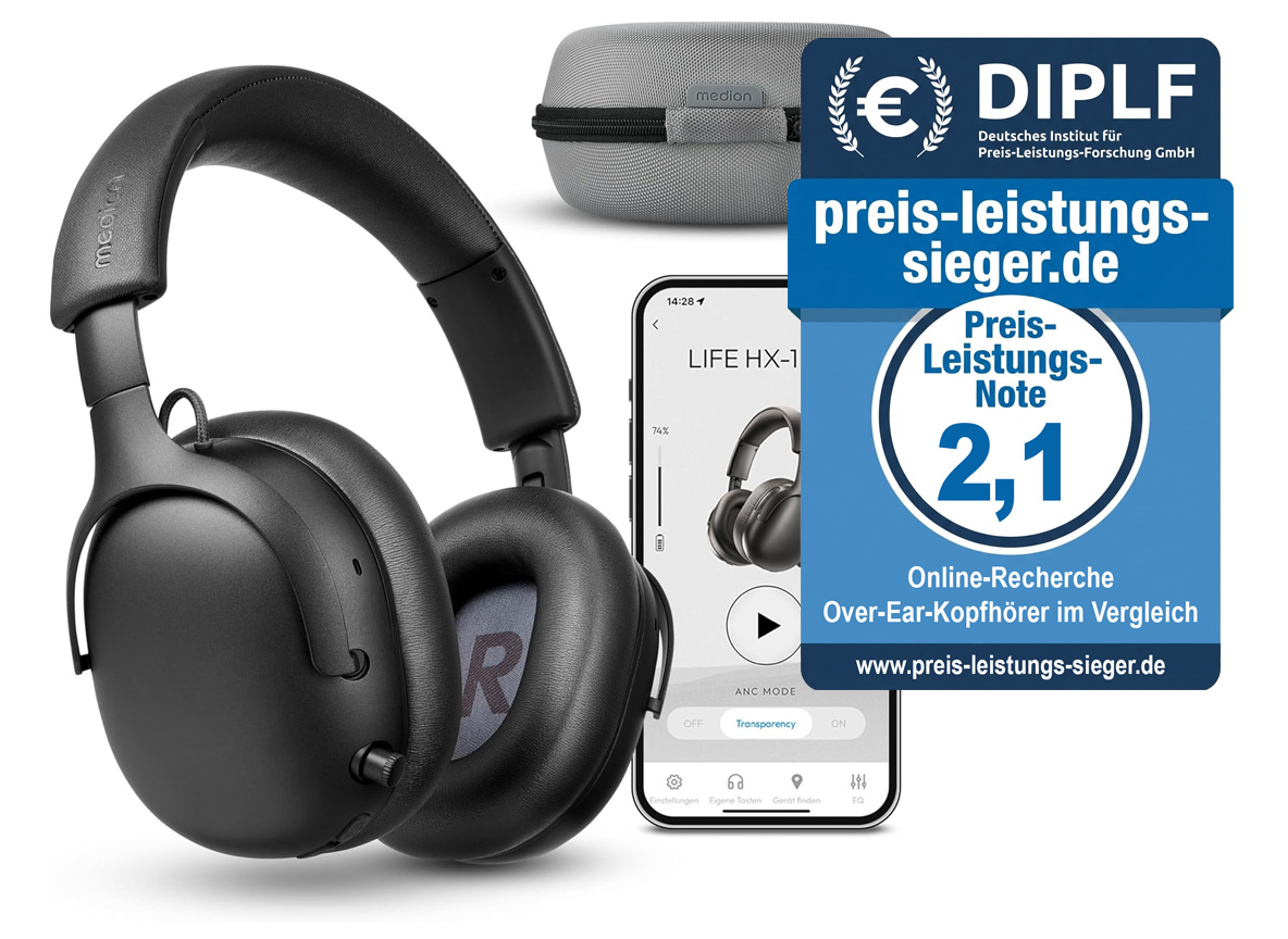 Preis-Leistungs-Tipp Over-Ear-Kopfhörer unter 100 EUR: Medion Life HX-1 Pro
